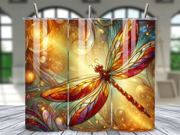 Download Golden Glow Dragonfly Tumbler Wrap PNG - Old Collection